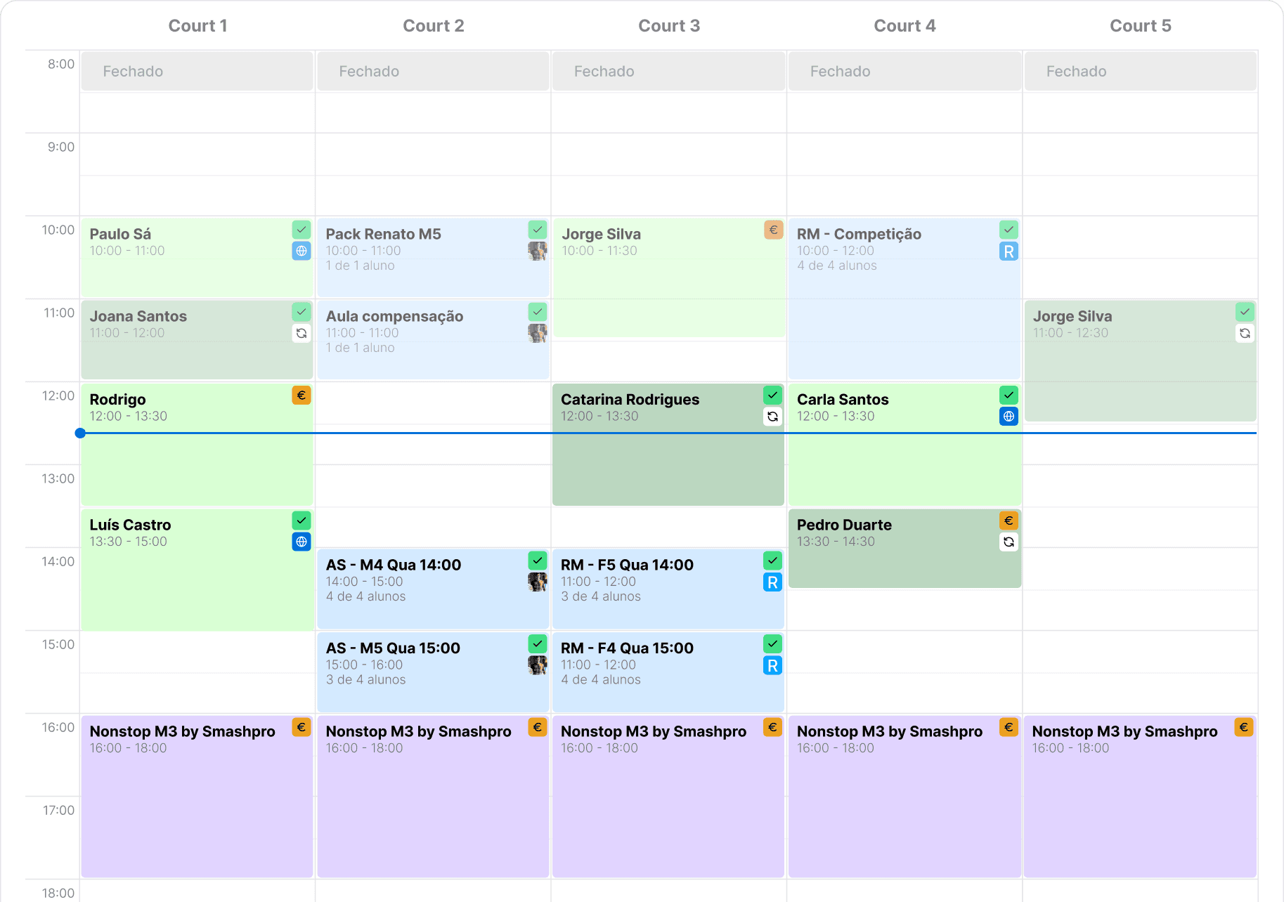 Smashpro Manager booking calendar